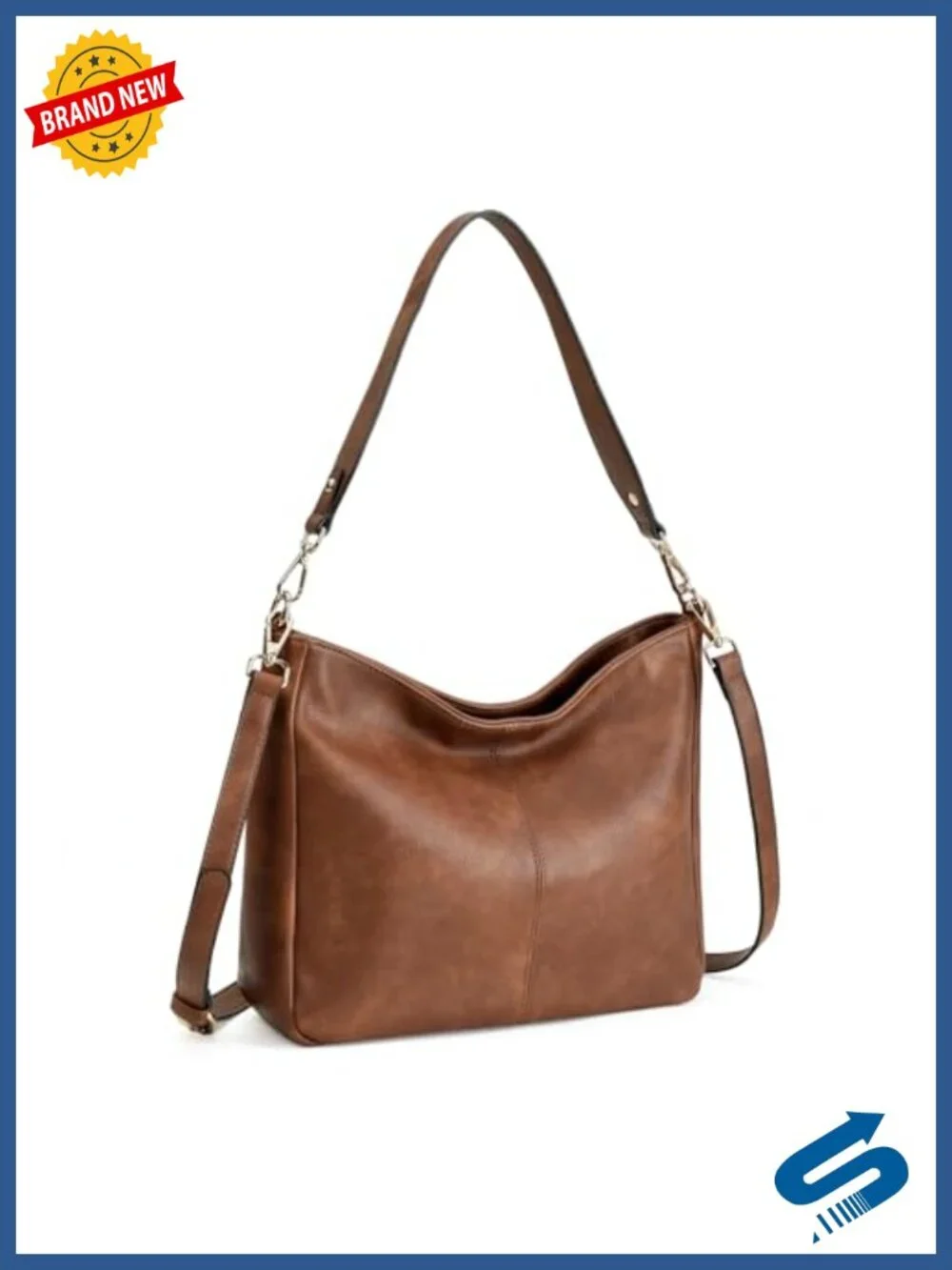 Soft Vegan Leather Hobo Bag with Two Straps, Fits 14.5